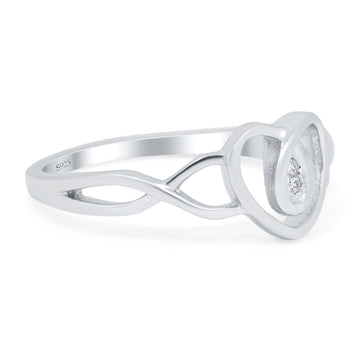 Infinity Shank Heart Promise Ring Simulated Cubic Zirconia 925 Sterling Silver (9mm)